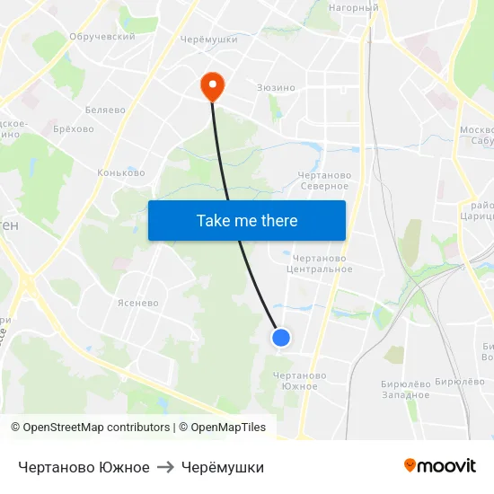Чертаново Южное to Черёмушки map