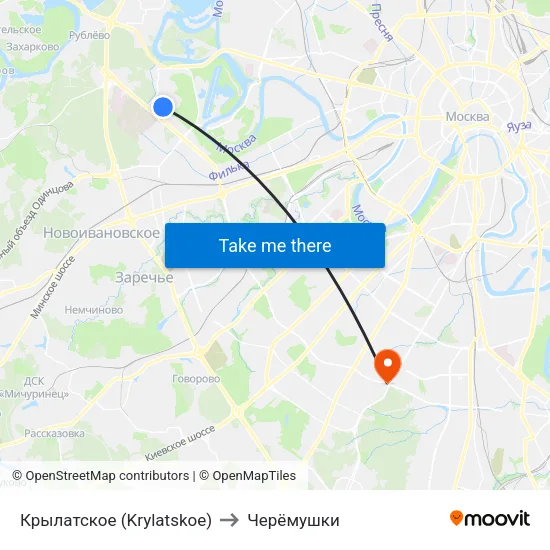 Крылатское (Krylatskoe) to Черёмушки map