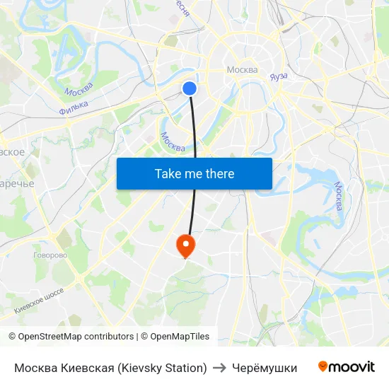 Москва Киевская (Kievsky Station) to Черёмушки map