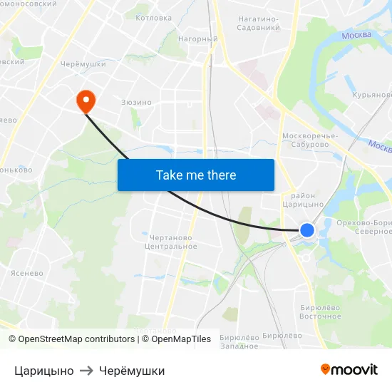 Царицыно to Черёмушки map
