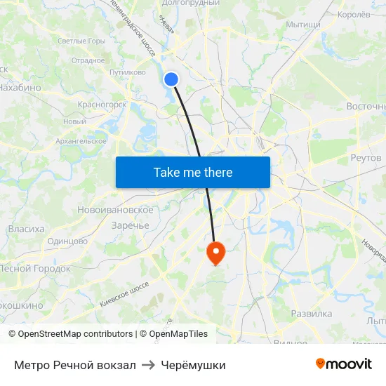 Метро Речной вокзал to Черёмушки map