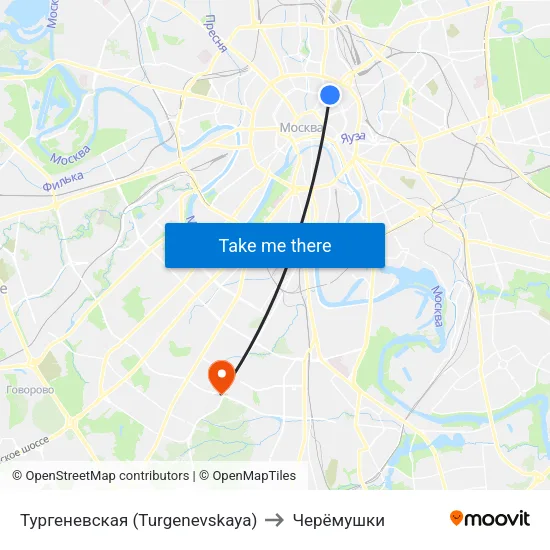 Тургеневская (Turgenevskaya) to Черёмушки map