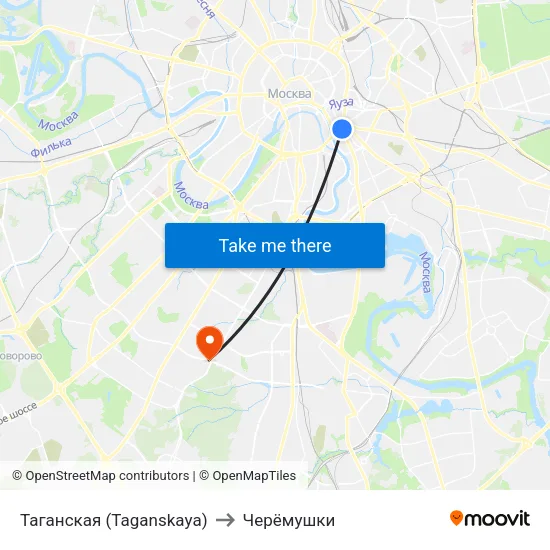 Таганская (Taganskaya) to Черёмушки map