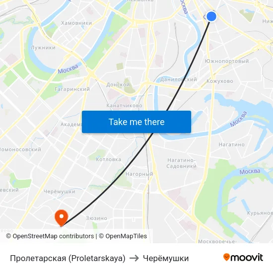 Пролетарская (Proletarskaya) to Черёмушки map