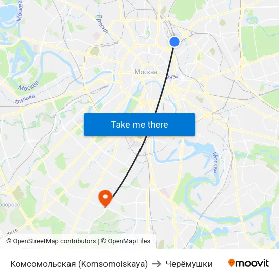 Комсомольская (Komsomolskaya) to Черёмушки map