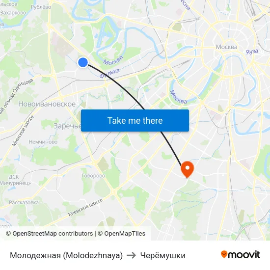 Молодежная (Molodezhnaya) to Черёмушки map