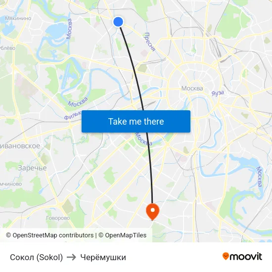 Сокол (Sokol) to Черёмушки map
