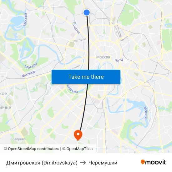 Дмитровская (Dmitrovskaya) to Черёмушки map
