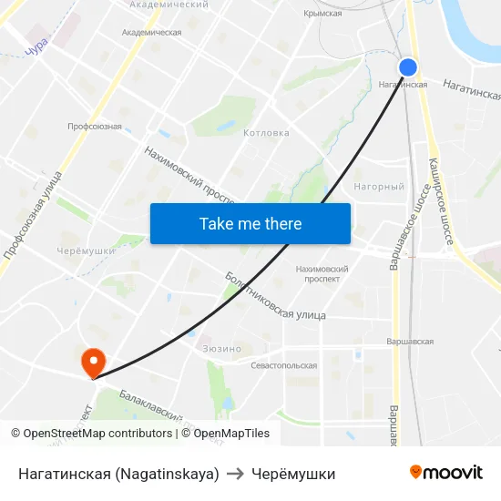 Нагатинская (Nagatinskaya) to Черёмушки map