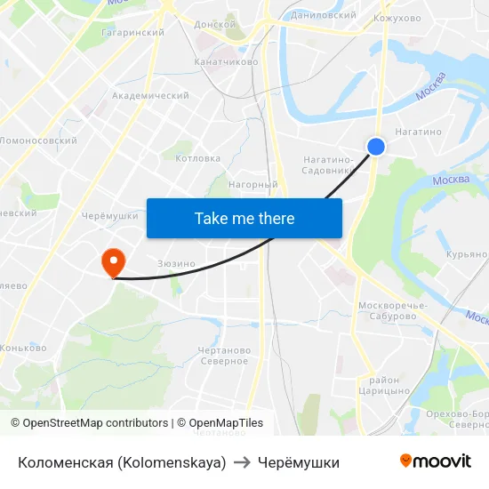 Коломенская (Kolomenskaya) to Черёмушки map