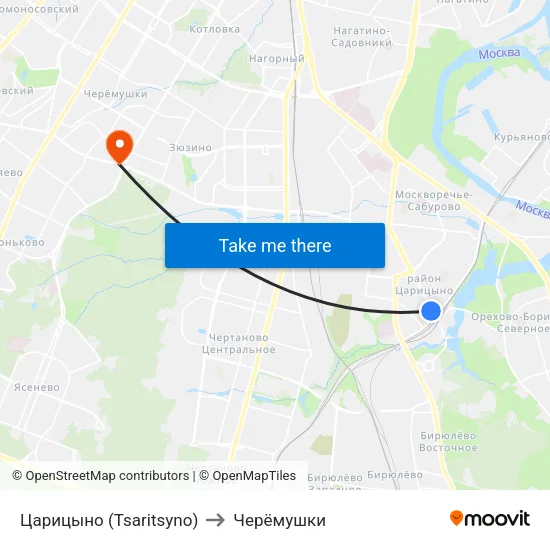 Царицыно (Tsaritsyno) to Черёмушки map