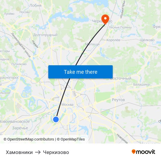 Хамовники to Черкизово map