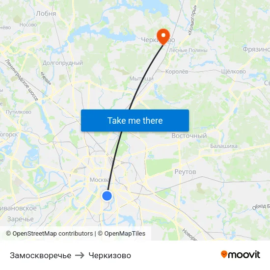 Замоскворечье to Черкизово map