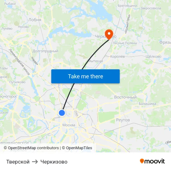 Тверской to Черкизово map