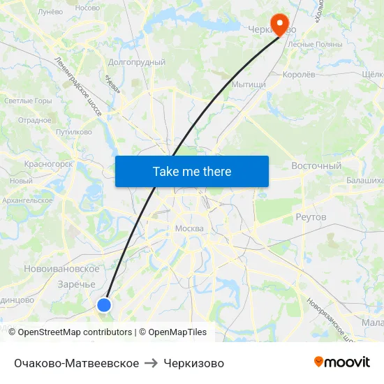 Очаково-Матвеевское to Черкизово map