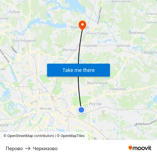 Перово to Черкизово map