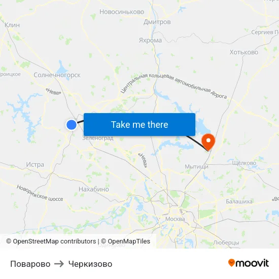 Поварово to Черкизово map