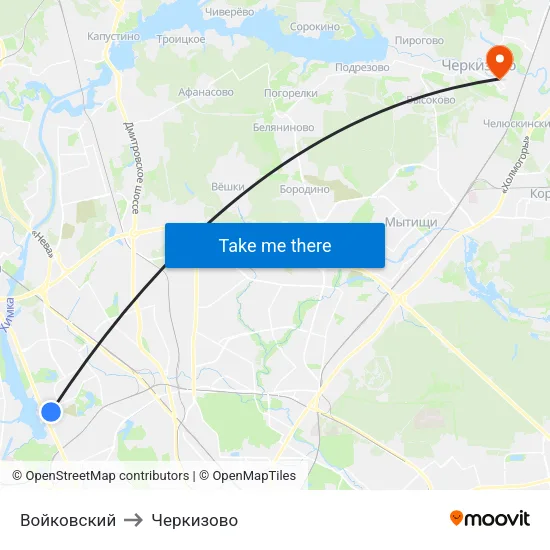 Войковский to Черкизово map