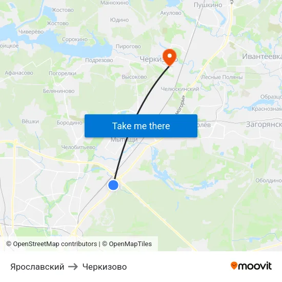 Ярославский to Черкизово map
