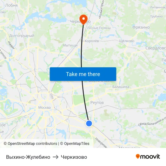 Выхино-Жулебино to Черкизово map