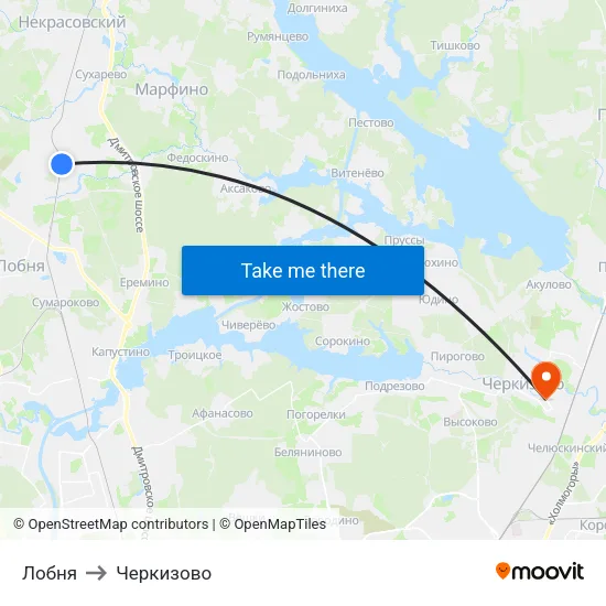 Лобня to Черкизово map