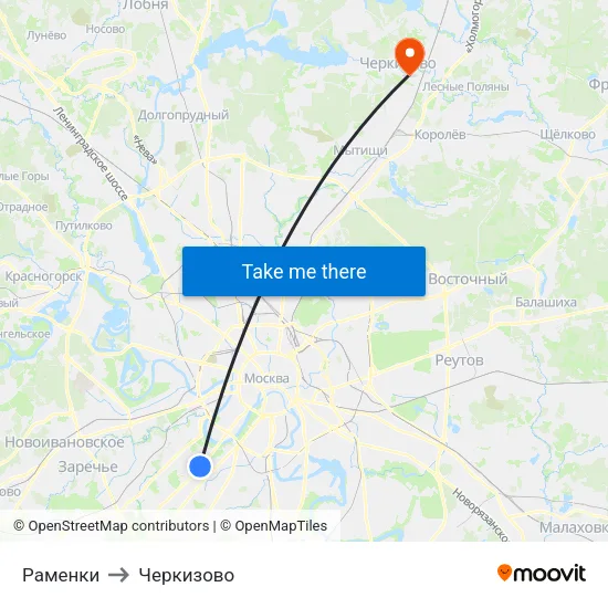 Раменки to Черкизово map