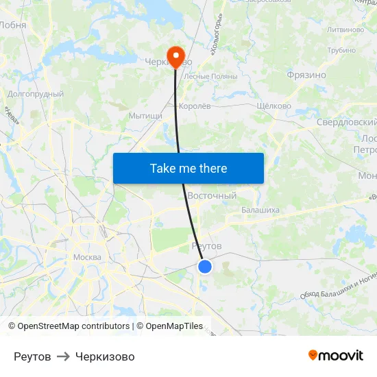 Реутов to Черкизово map