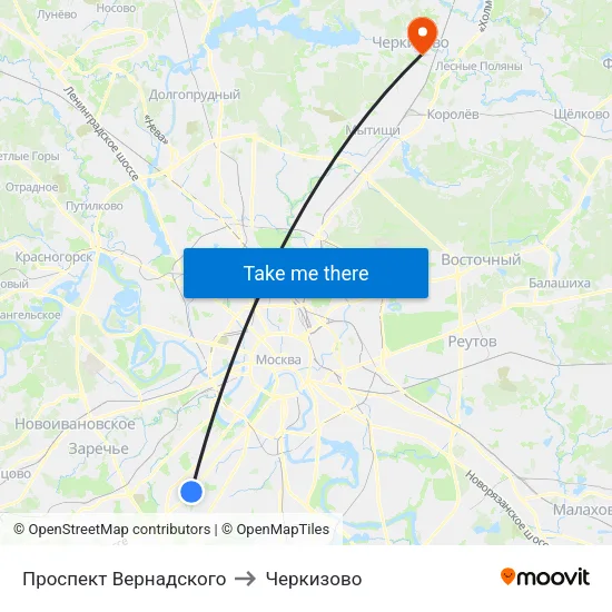 Проспект Вернадского to Черкизово map