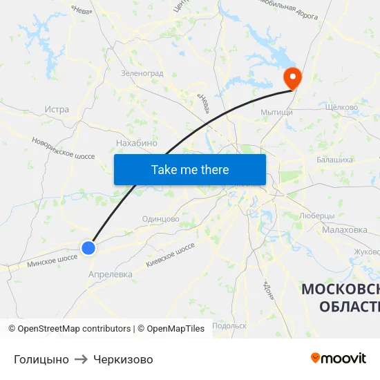 Голицыно to Черкизово map