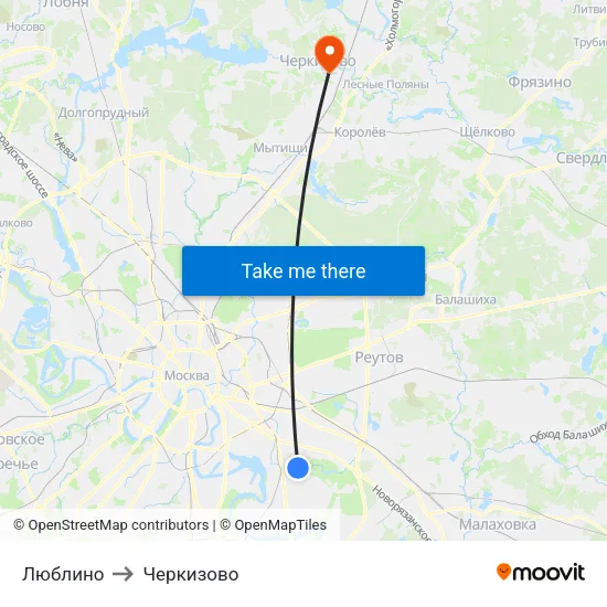 Люблино to Черкизово map