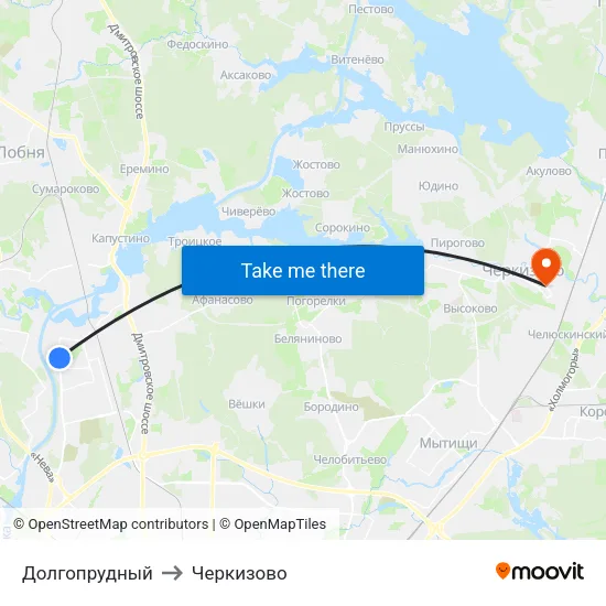 Долгопрудный to Черкизово map