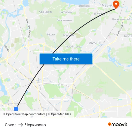 Сокол to Черкизово map