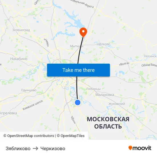 Зябликово to Черкизово map
