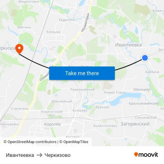 Ивантеевка to Черкизово map