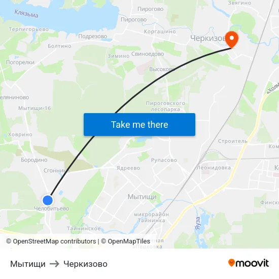 Мытищи to Черкизово map