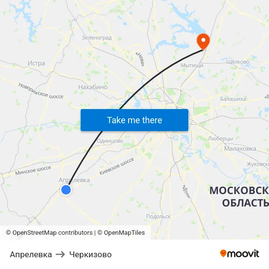Апрелевка to Черкизово map