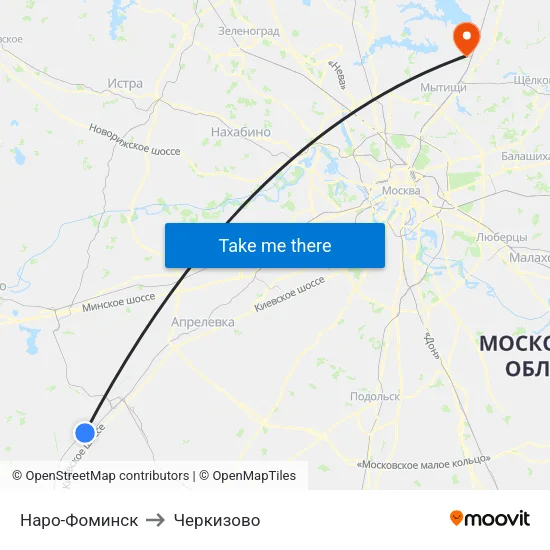 Наро-Фоминск to Черкизово map