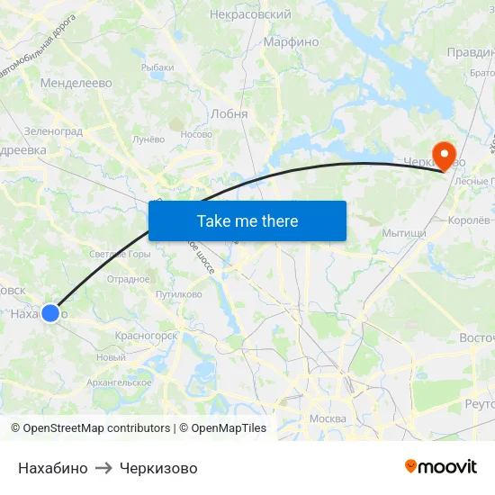 Нахабино to Черкизово map