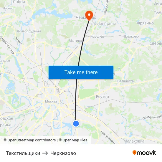 Текстильщики to Черкизово map
