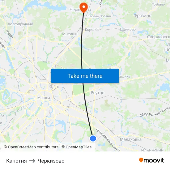Капотня to Черкизово map