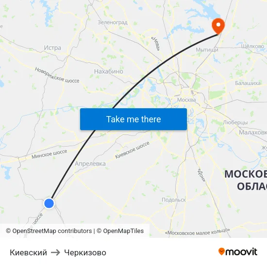 Киевский to Черкизово map