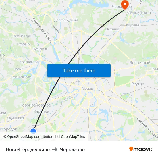 Ново-Переделкино to Черкизово map