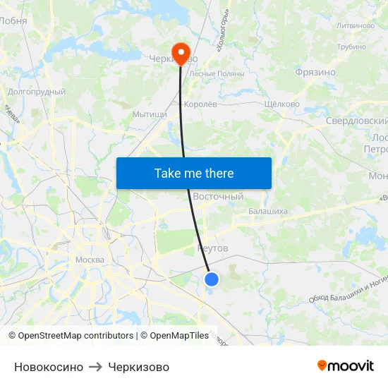 Новокосино to Черкизово map
