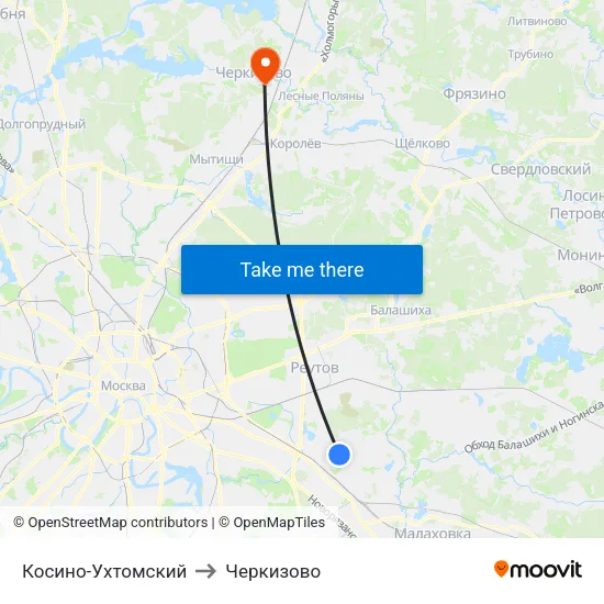 Косино-Ухтомский to Черкизово map