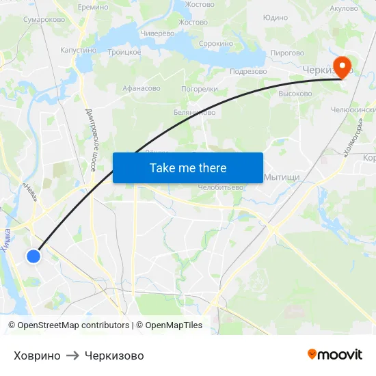 Ховрино to Черкизово map