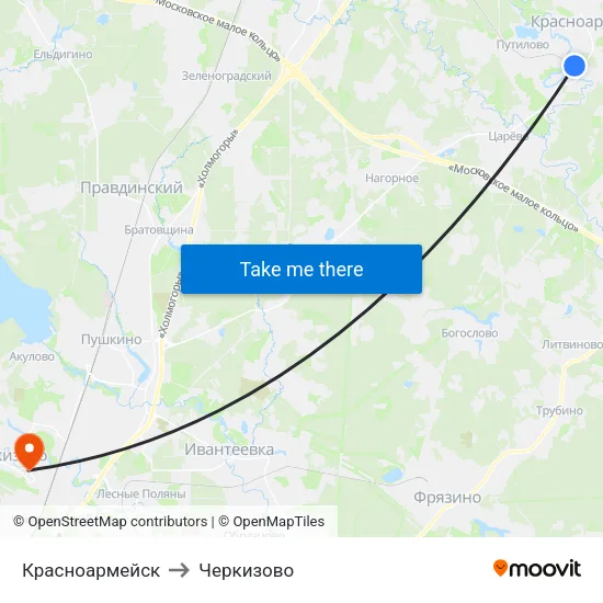 Красноармейск to Черкизово map