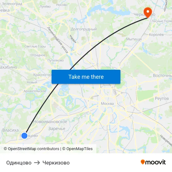 Одинцово to Черкизово map