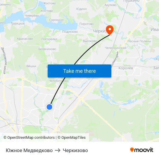 Южное Медведково to Черкизово map