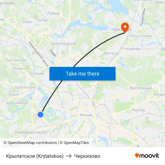 Крылатское (Krylatskoe) to Черкизово map