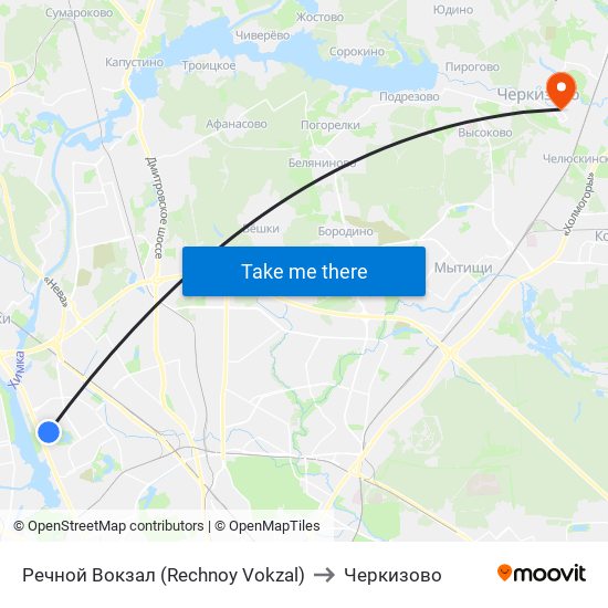 Речной Вокзал (Rechnoy Vokzal) to Черкизово map